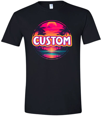 Custom Neon Beach Sunset Adult Gildan Soft Shirt