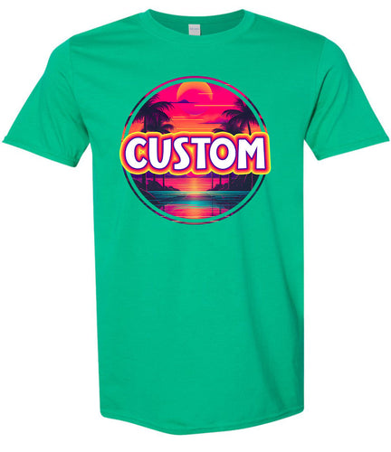 Custom Neon Beach Sunset Adult Gildan Soft Shirt