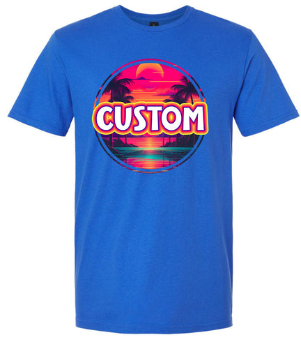 Custom Neon Beach Sunset Adult Gildan Soft Shirt