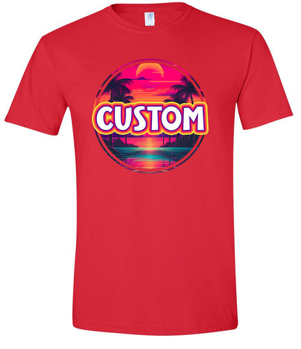 Custom Neon Beach Sunset Adult Gildan Soft Shirt