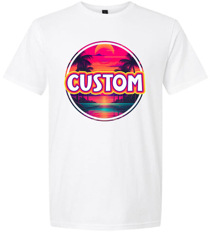 Custom Neon Beach Sunset Adult Gildan Soft Shirt