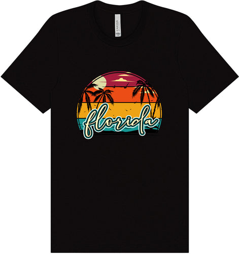 Custom Retro Beach Sunset Adult Bella Canvas Shirt