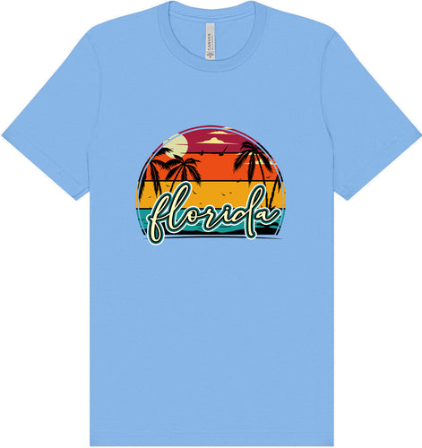 Custom Retro Beach Sunset Adult Bella Canvas Shirt