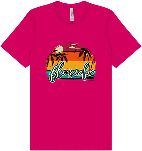 Custom Retro Beach Sunset Adult Bella Canvas Shirt
