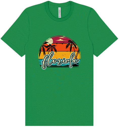 Custom Retro Beach Sunset Adult Bella Canvas Shirt