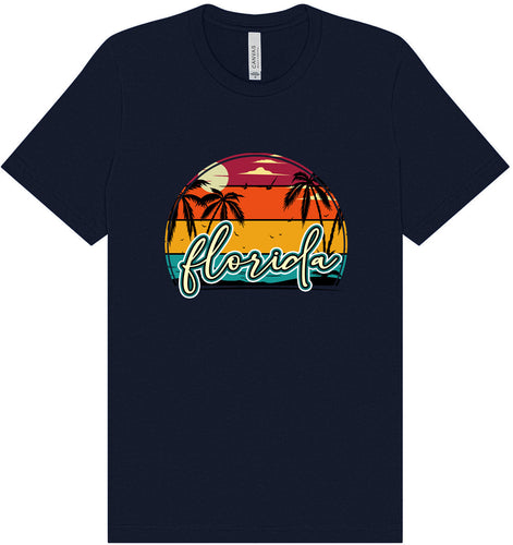 Custom Retro Beach Sunset Adult Bella Canvas Shirt