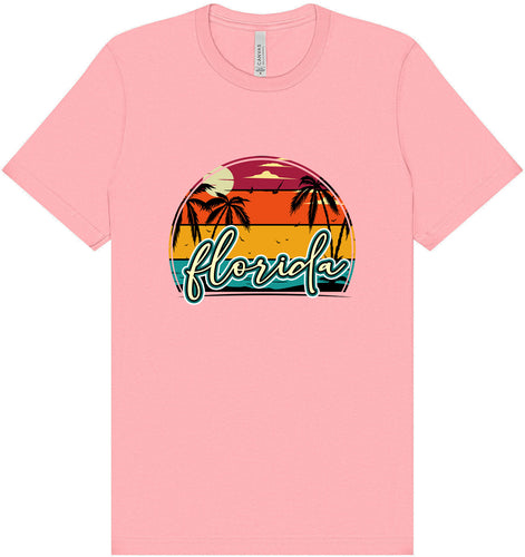 Custom Retro Beach Sunset Adult Bella Canvas Shirt