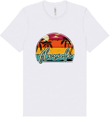 Custom Retro Beach Sunset Adult Bella Canvas Shirt