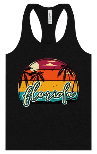 Custom Retro Beach Sunset Women's Racerback Tank