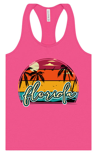Custom Retro Beach Sunset Women's Racerback Tank