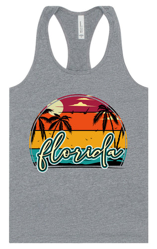 Custom Retro Beach Sunset Women's Racerback Tank