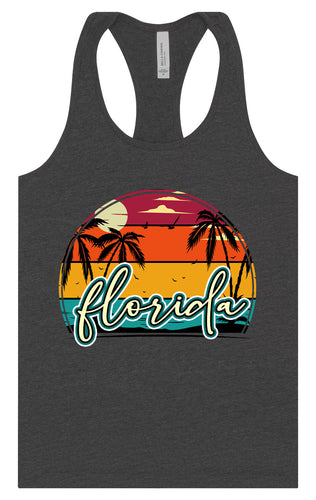 Custom Retro Beach Sunset Women's Racerback Tank