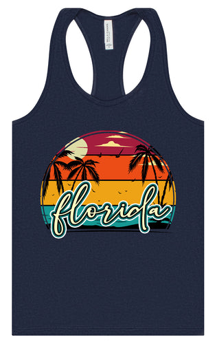 Custom Retro Beach Sunset Women's Racerback Tank