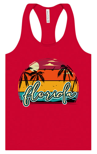 Custom Retro Beach Sunset Women's Racerback Tank