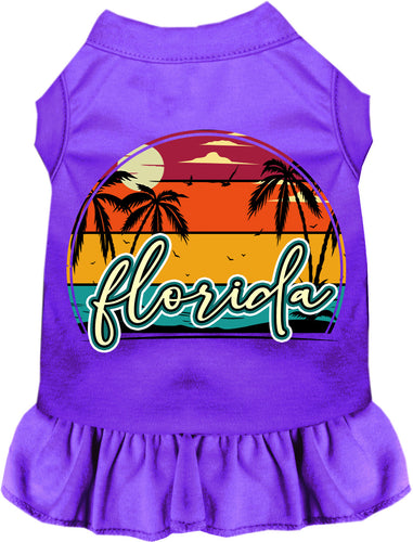 Custom Retro Beach Sunset Pet Dress