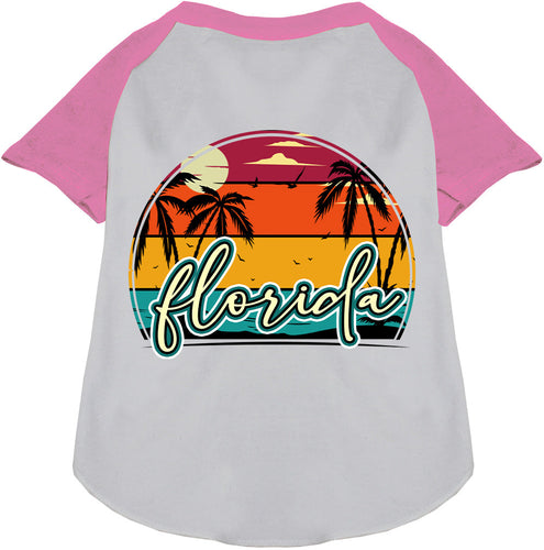 Custom Retro Beach Sunset Pet Raglan Shirts