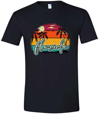 Custom Retro Beach Sunset Adult Gildan Soft Shirt