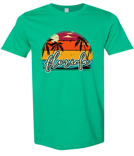 Custom Retro Beach Sunset Adult Gildan Soft Shirt