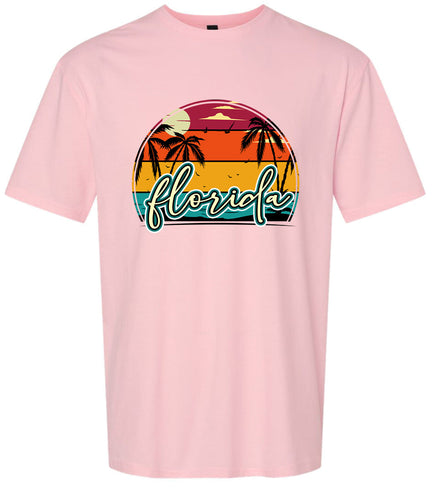 Custom Retro Beach Sunset Adult Gildan Soft Shirt