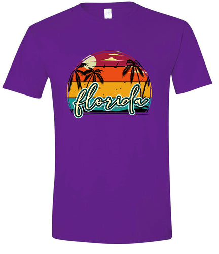 Custom Retro Beach Sunset Adult Gildan Soft Shirt