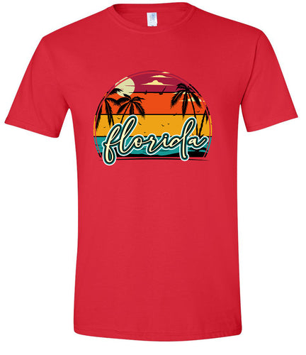Custom Retro Beach Sunset Adult Gildan Soft Shirt