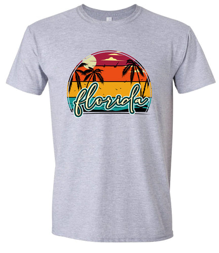 Custom Retro Beach Sunset Adult Gildan Soft Shirt
