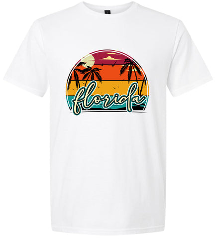 Custom Retro Beach Sunset Adult Gildan Soft Shirt