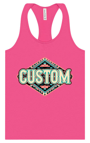 Custom Peach Aztec Women's Racerback Tank