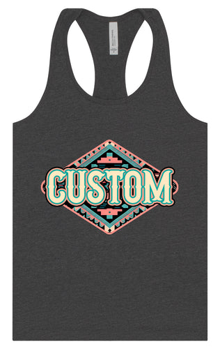 Custom Peach Aztec Women's Racerback Tank