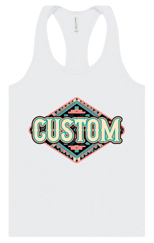 Custom Peach Aztec Women's Racerback Tank