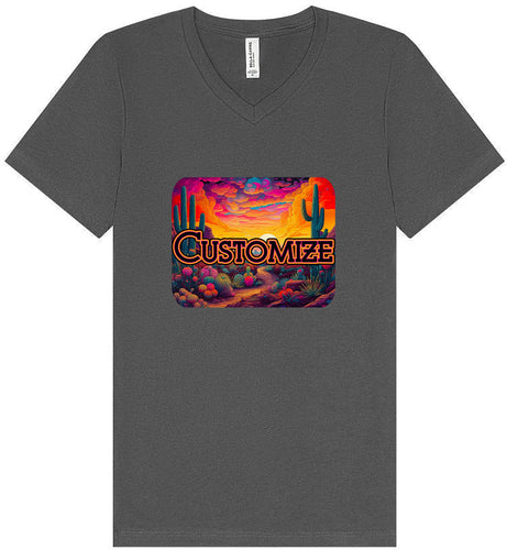 Custom Neon Desert Unisex V-Neck Shirt