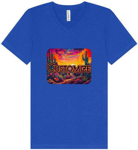Custom Neon Desert Unisex V-Neck Shirt