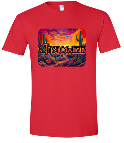 Custom Neon Desert Adult Gildan Soft Shirt