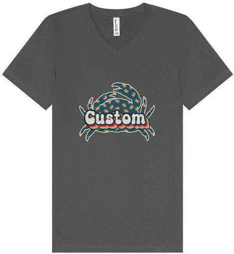 Custom Retro Crabs Unisex V-Neck Shirt