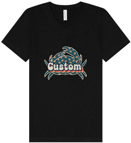 Custom Retro Crabs Unisex V-Neck Shirt