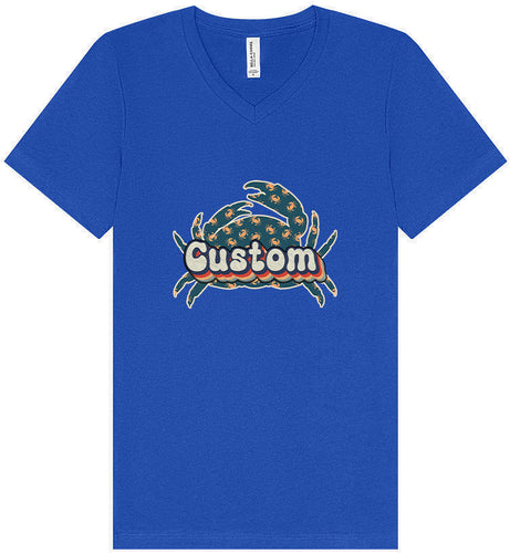 Custom Retro Crabs Unisex V-Neck Shirt