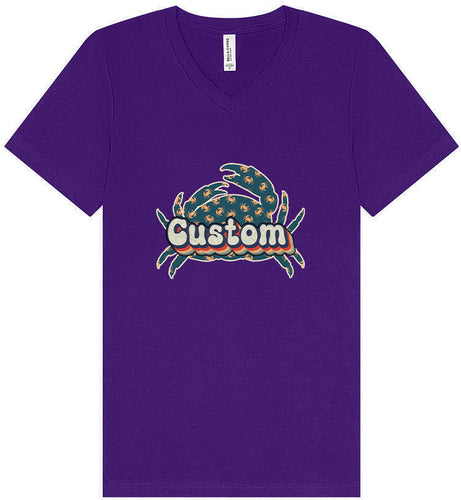 Custom Retro Crabs Unisex V-Neck Shirt