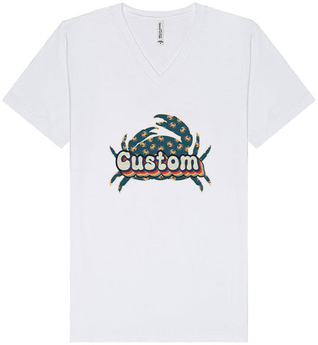 Custom Retro Crabs Unisex V-Neck Shirt