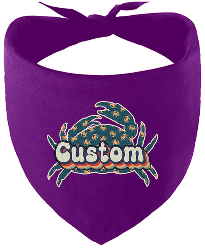 Custom Retro Crabs Pet Bandana