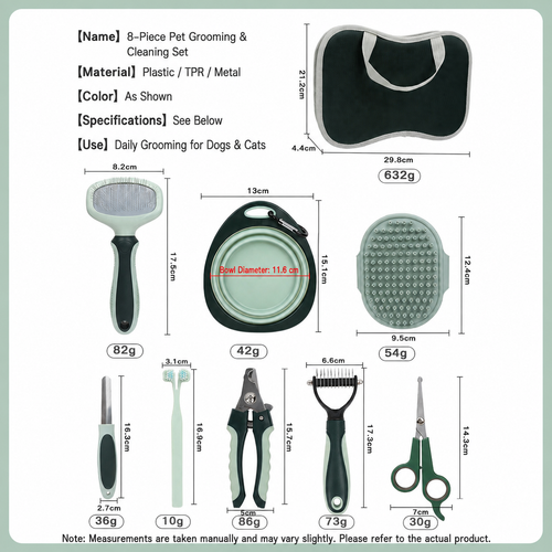 8-Piece Pet Grooming Kit for Dogs and Cats