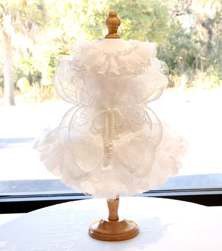 Dog Dress White Butterfly Lace Wedding