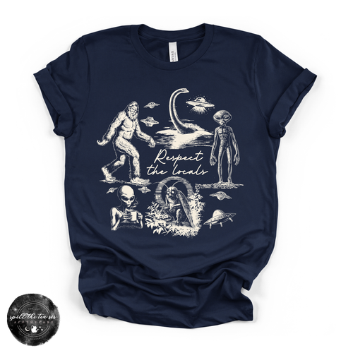 The Locals Cryptids Tee | Cryptid Graphic T-Shirt {WHITE DESIGN}