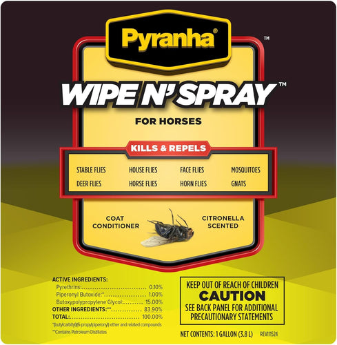 Pyranha Horse Wipe N' Spray RTU Citronella Equine Fly Protection 1 Gallon