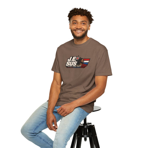Jesus Retro Graphic T-Shirt — “J.E.SUS The  Real Eternal Hero” Christian Vintage Tee