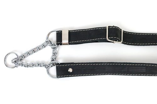Martingale Midnight Black Leather Dog Collar