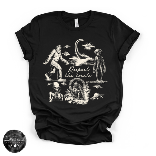 The Locals Cryptids Tee | Cryptid Graphic T-Shirt {WHITE DESIGN}