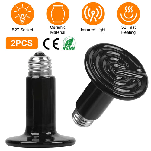 2Pcs Ceramic Heat Lamp