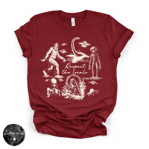 The Locals Cryptids Tee | Cryptid Graphic T-Shirt {WHITE DESIGN}