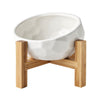 Oblique Mouth Wooden Stand Cat Bowl