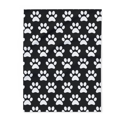 Cozy Paw Print Arctic Fleece Dog Blanket